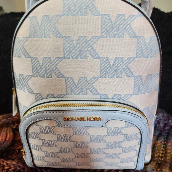Brand New Michael Kors Jaycee Medium Backpack Vista Blue - Picture 1 of 5